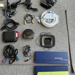 Power Supplies, Cat5 Modem, LAN cables, mouse, headphones, etc. 