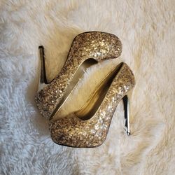 Gold Sequin Heels