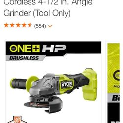 New In BOX! Ryobi Brushless 18V 4 1/2 Angle Grinder/Cut-Off Tool. 