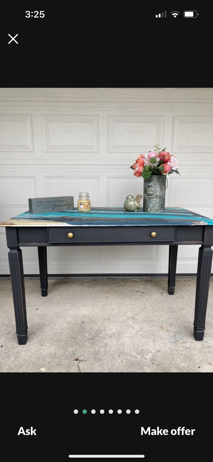 Unique Coastal Painted Wood Desk/Table