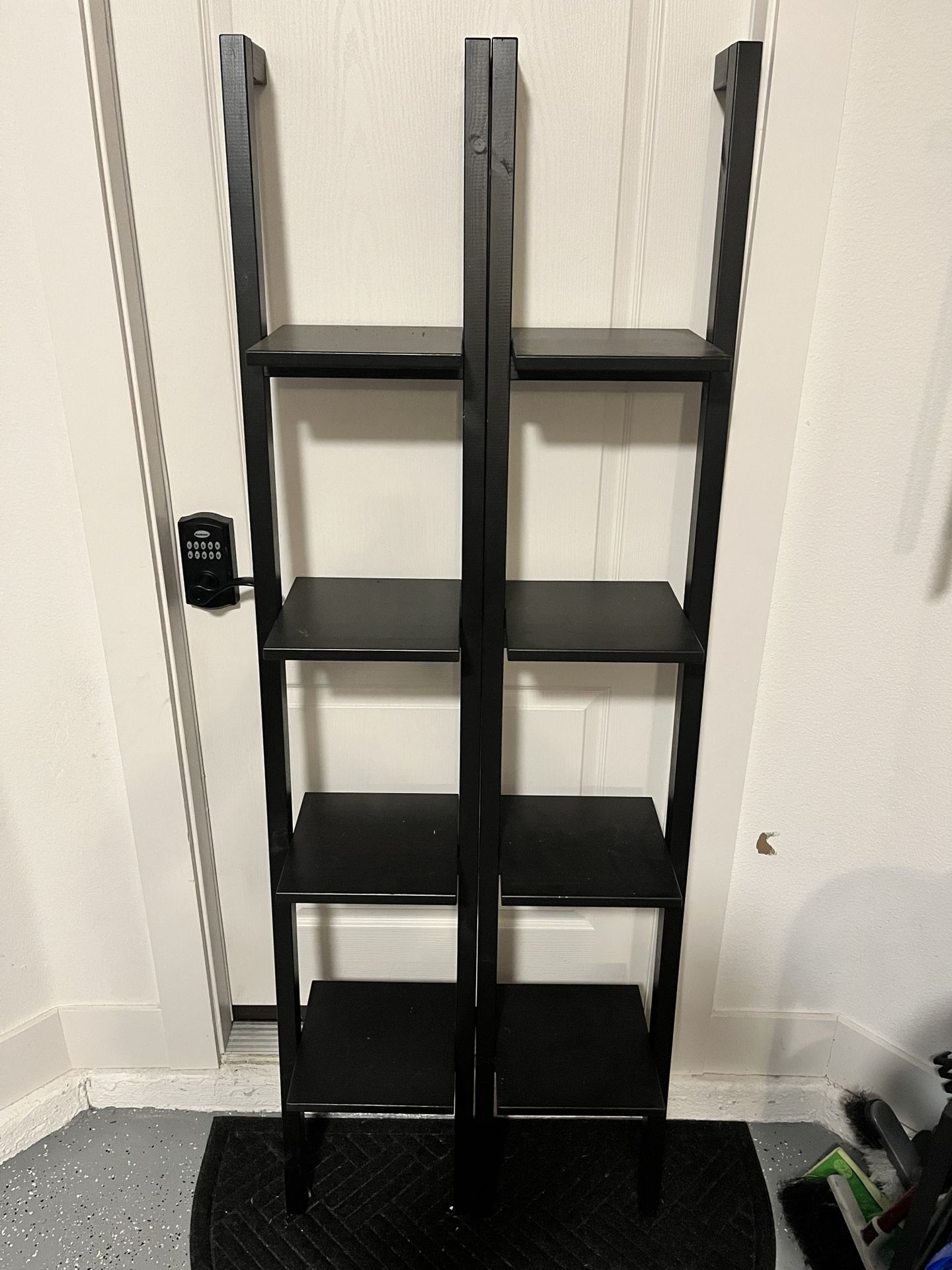 Black 4 Shelf leaning ladder shelves (set of 2)