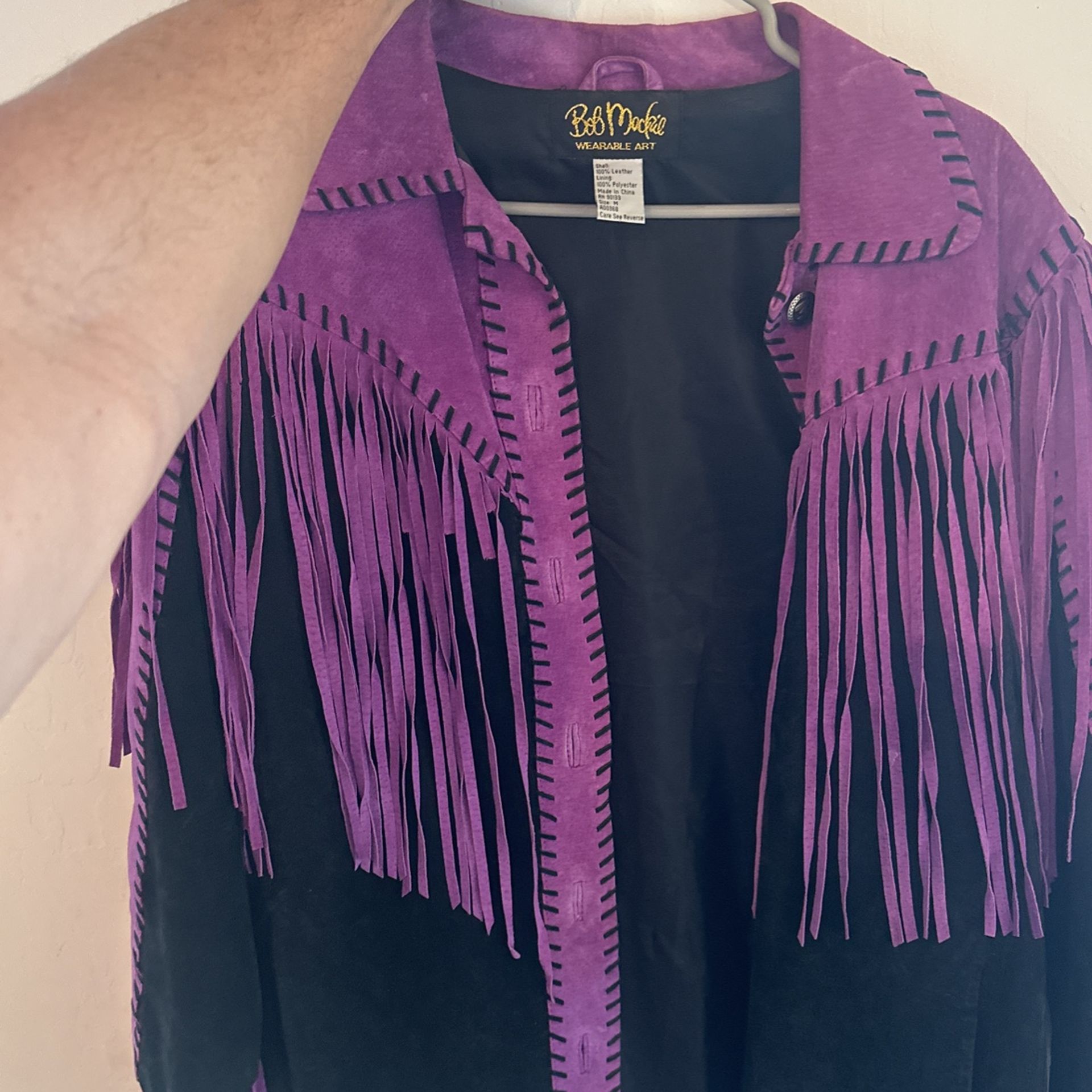 Bob Mackie wearable art real suede jacket
