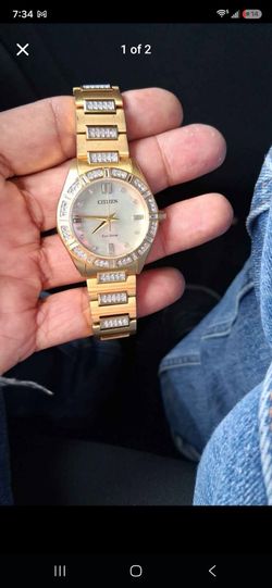 Citizen Eco-Drive Gold-Tone Crystal Watch