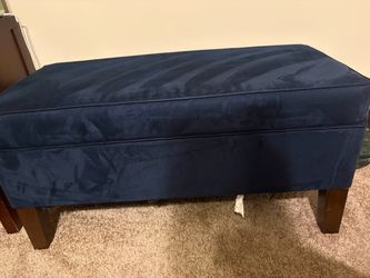 Navy Blue Upholstered Storage Ottoman Bench