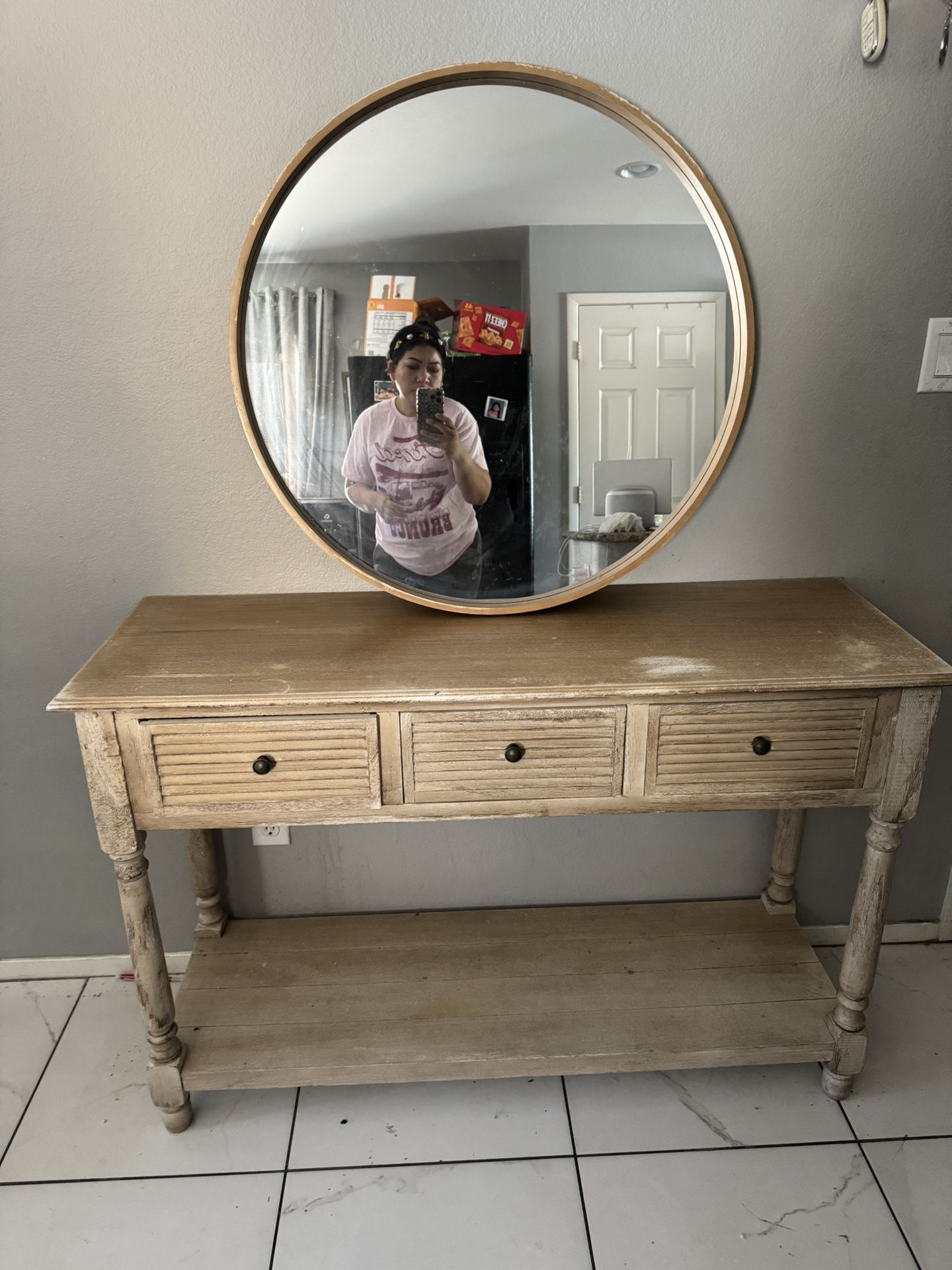 46long And 32 Tall 3 Drawers Mirror And Table