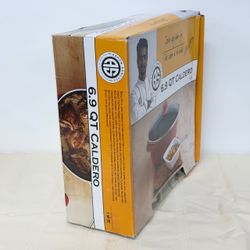 NEW Aarón Sánchez 6.9 QT Caldero Stock Pot with Glass Lid Red Nonstick