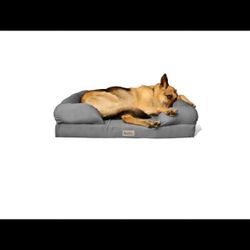 Memory Foam Dog Bed, Ultimate Dog Lounge, Waterproof, Washable Cover, Skin Contact Safe (Large）