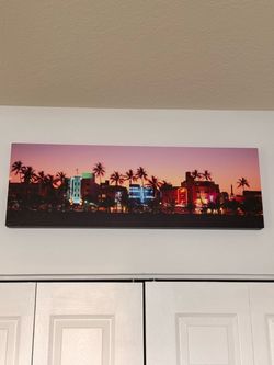Panoramic Miami Beach Skyline Canvas Wall Art