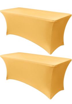 Obstal 6ft Stretch Spandex Table Cover For Standard Folding Tables - Universal Rectangular Fitted Tablecloth Protector For Lemonade Stand, Wedding, Ba