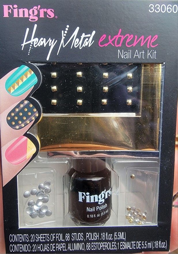 NEW Fing'rs Heart 2 Art Heavy Metal Extreme Nail Polish Kit Black Silver Gold 33060 (18 Available)