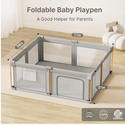 Foldable Baby Playpen With Mat 71x59