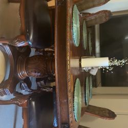 Wood Table Includes 6 Chairs And Tv Stand 