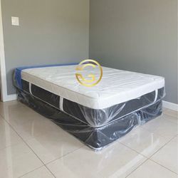 12In Queen Size Plush Pillowtop Mattress And Box Spring