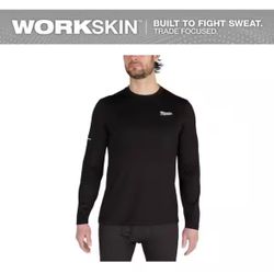 Milwaukee Men's Large Black Workskin Thermal Underwear Crew Neck Base Layer @Mil-970