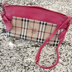 Burberry Haymarket Check Bow Tie Crossbody Bag Peony