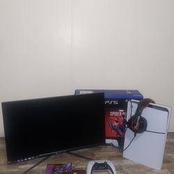 PS5 Bundle 4K 120FPS + 24” Monitor + GRX-440 Headset + Spider-Man 2