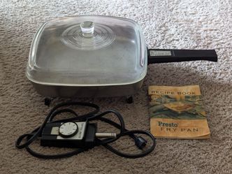 Vintage Presto Automatic Electric No. SS-32 USA Glass Lid Working 11" Fry Pan