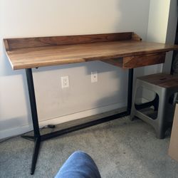 Wood Desk With Metal Frame / Crate & Barrel