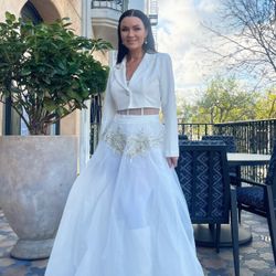 Elegant white Dress With Jacket 