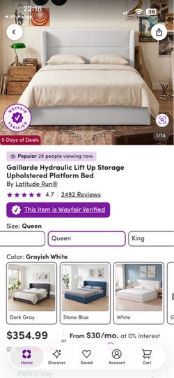 Latitude Run Hydraulic Lift Storage Platform Bed Queen