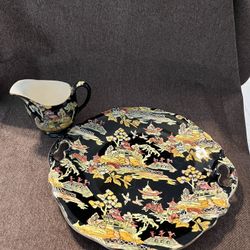 Royal Winton Grimwades RD 1951 Pekin Black And Creamer