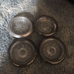 Vintage Set Of Glass And Silver Ring Coasters Only $10 Firm