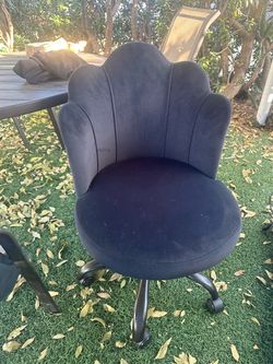 Black Velvet Shell Back Desk Chair