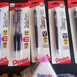 5 SEALED~Pentel Mechanical Pencils~Twist Erase & Sharp~0.9mm -0.5mm (7total Pencils) #12