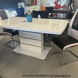 New High Gloss Table Top 63x36x30”H/chrome Base