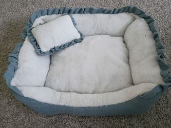 Light blue and white pet bed