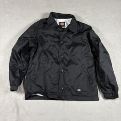 Dickies Snap Front Lined Windbreaker Kids Small 8 Black Nylon Jacket #2836