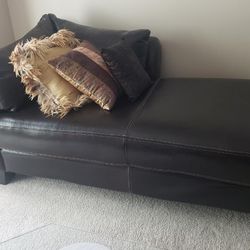 Brown Leather Couch & Chaise Lounge 