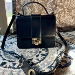 Black faux leather Crossbody Bag