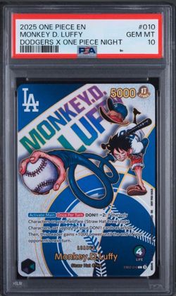 PSA 10 Monkey D. Luffy Dodgers x One Piece Night Card