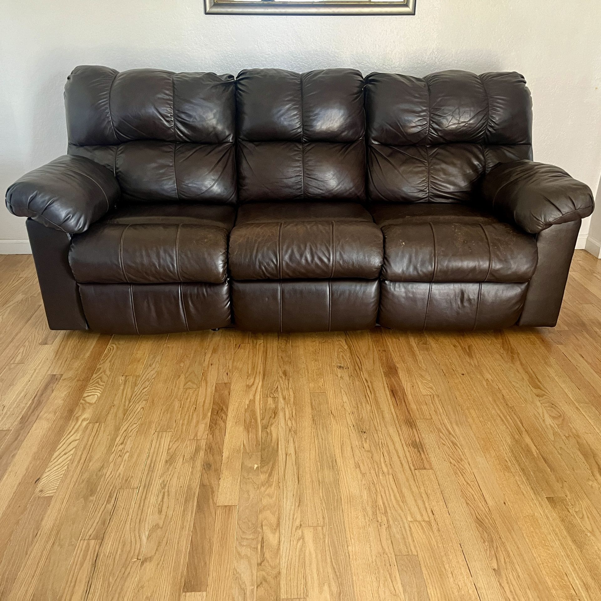 Leather Couch And Loveseat Turns Into Four Recliners