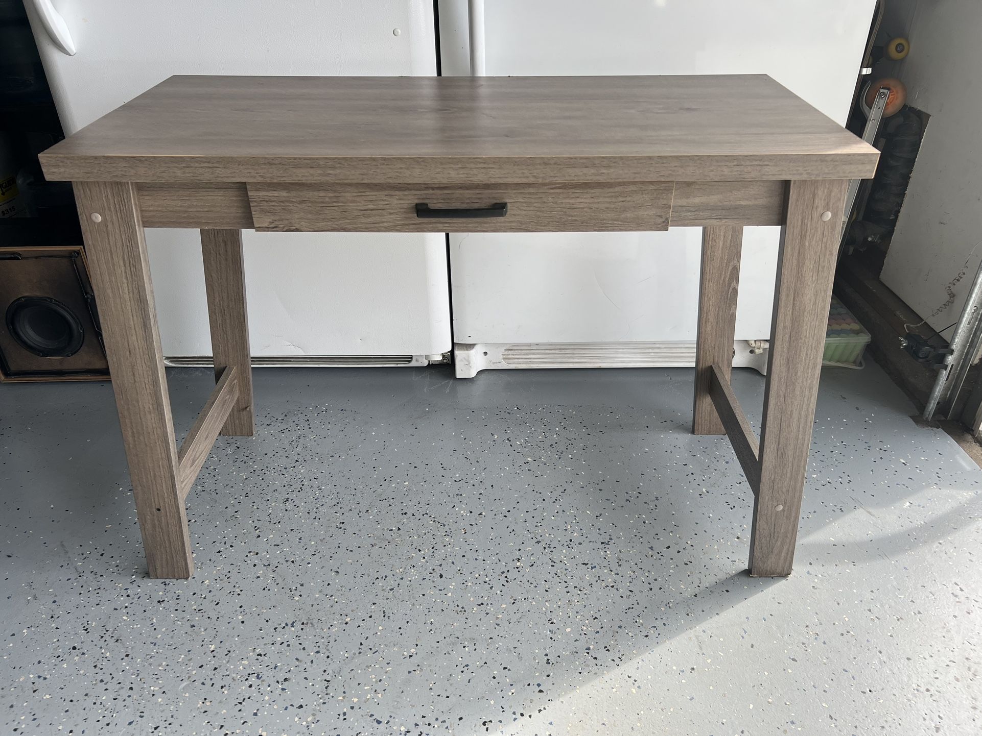 Washed gray console table with drawer