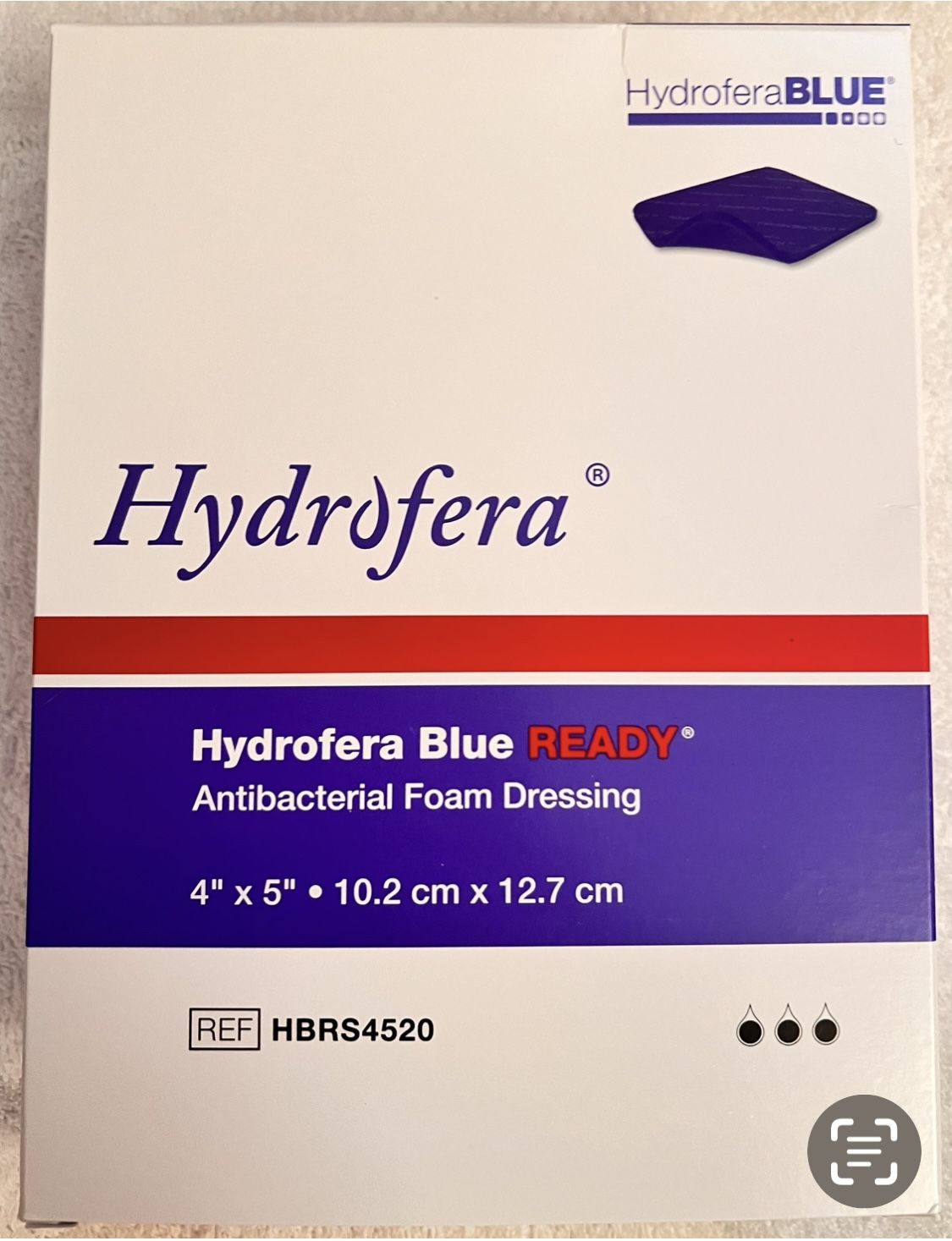 Hydrofera Blue Ready Antibacterial Foam Wound Dressing, 4" x 5, 30 Pads Plus 4 FREE w/purchase