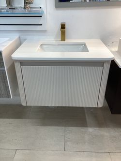 30” Bathroom Vanity Cabinet New Solid Wood Fully Assembled Softclose Drawers Quartz Top Sink Attached Ready For Pick Up Today