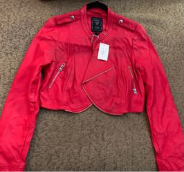 Woman’s Size Medium Guess Red Pleather Jacket