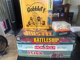 Monopoly,, Risk,,Gobblet,Battleship, Tenzi,Boggle