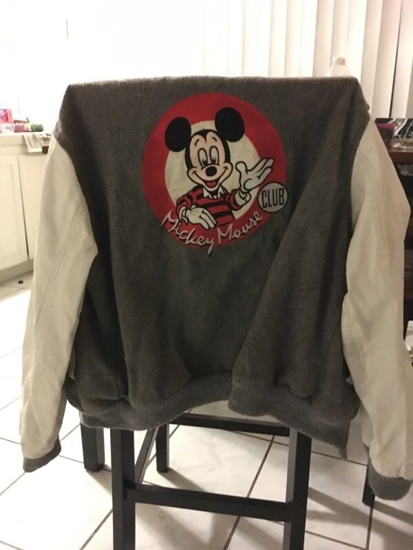 Vintage Mickey Mouse clubhouse white leather letterman jacket (90's)
