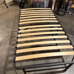 Folding Twin Bed Frame + Mattress (Great Condition) – Portable Guest Bed