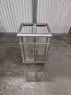 Metallic Grey Framed Glass Side Table
