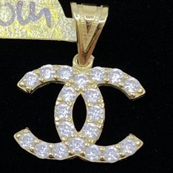 $125 Yellow Gold W Zirconia Chanel Charm Pendant