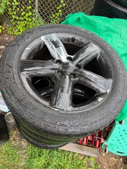 Chrome Dodge Gm Black plastic dipped  5-Spoke Alloy Wheels with Tires
