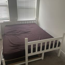 Twin/Full/Queen/King Bunk Bed with Trundle, Pull-Out Bunk Bed Frame Can be Extendable from Twin Size to King Size, with Ladder and Safety Rail