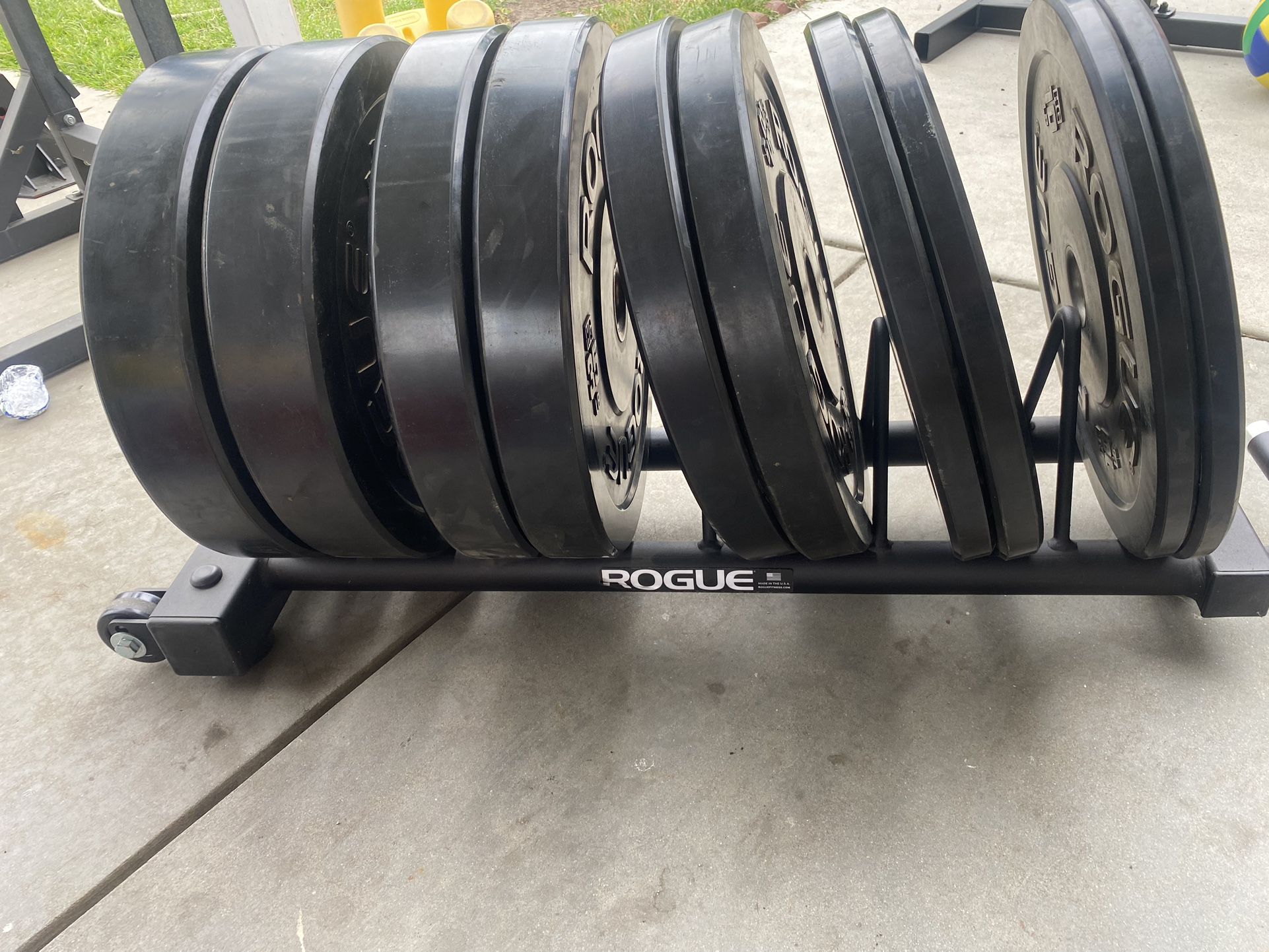Rogue Olympic Weights Set With Horizontal Weights Rack 