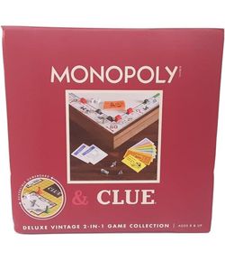 Monopoly & Clue 2-in-1 Deluxe Wood Game (Brand New)