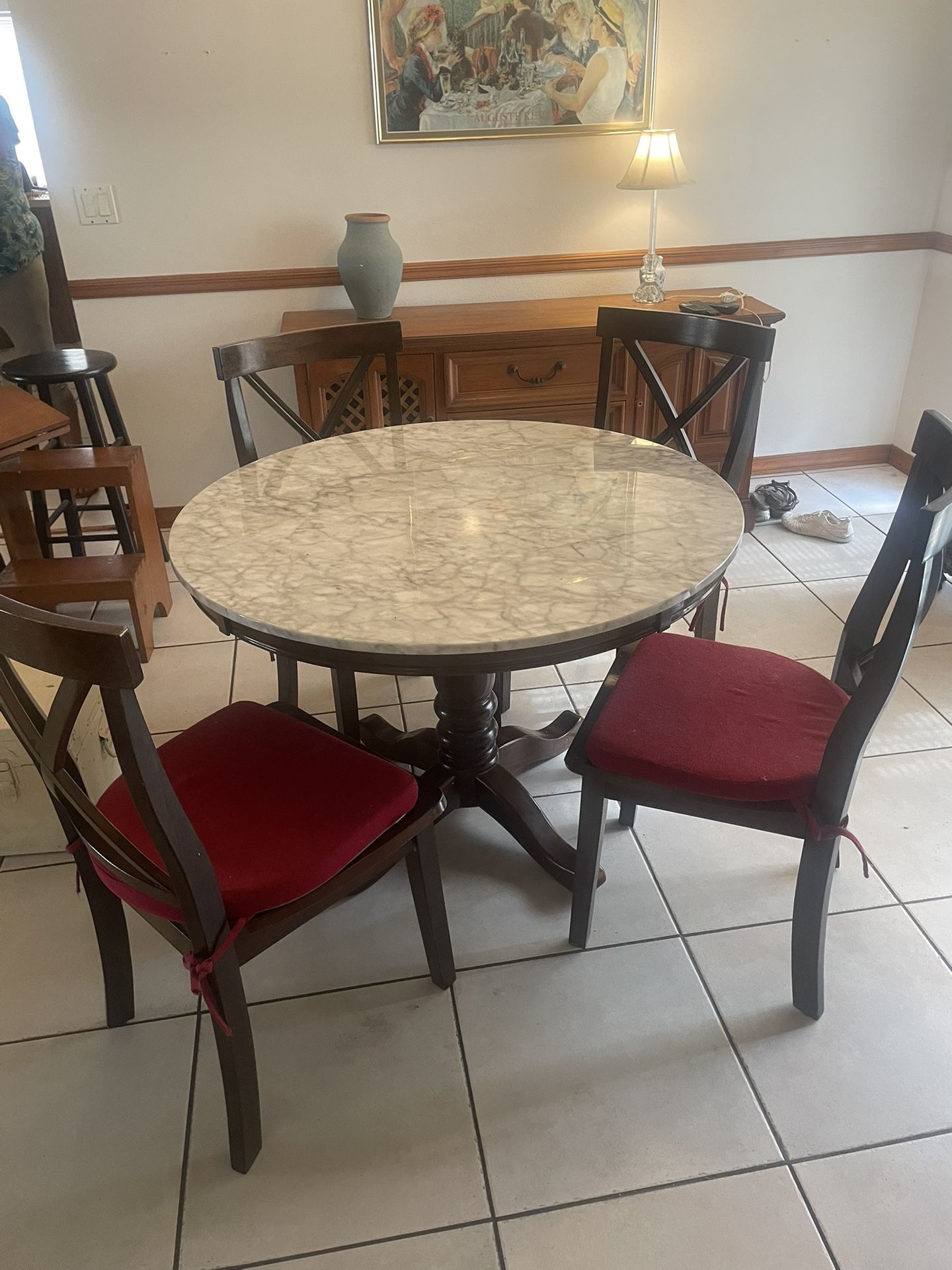 Marble Top Dining Table W/ Chairs