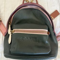 coach mini charlie pebble leather backpack color block